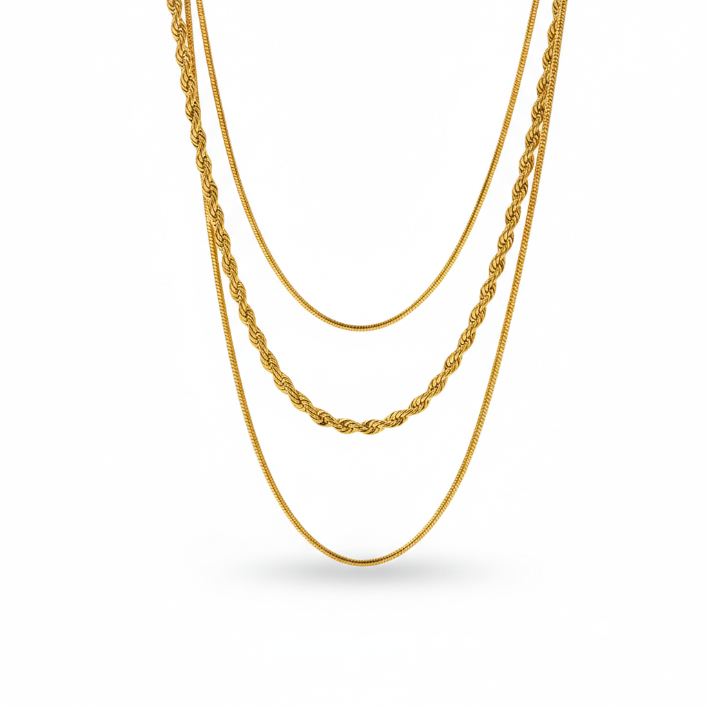 The Essential Triple-Layer Mixed Chain Necklace