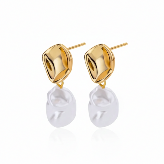 Meridian Organic Gold & Irregular Baroque Pearl Earrings
