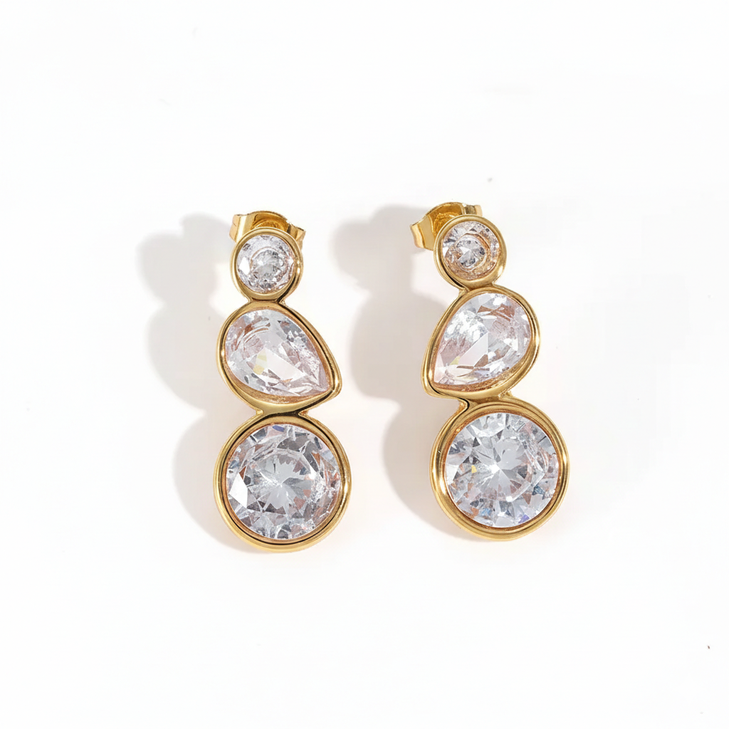 Celestial Trio Graduated Crystal Drop Earrings