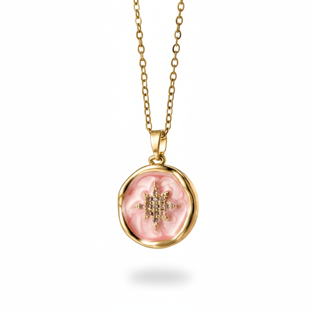 Rosé Celestial Star Medallion Necklace