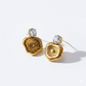 Solstice Ribbed Gold &amp; Solitaire Crystal Studs