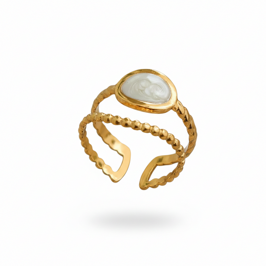 Lunar Mist Double Beaded Ring