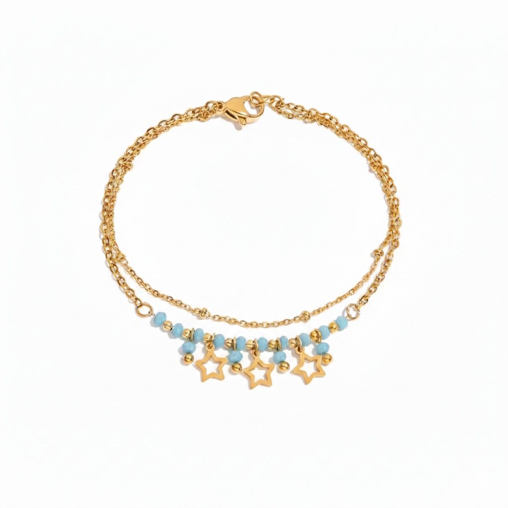 Turquoise & Gold Star Bracelet
