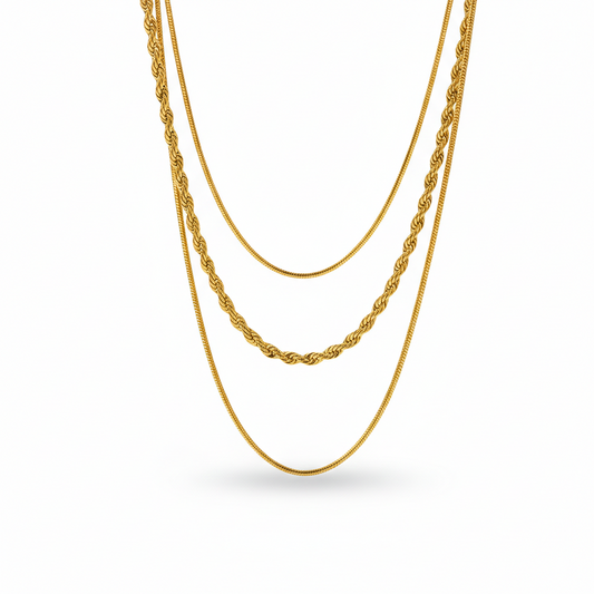 The Essential Triple-Layer Mixed Chain Necklace