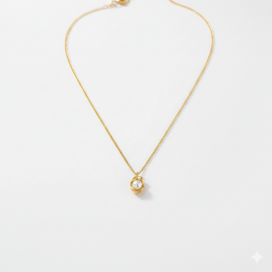 Serenity Floating Pearl Solitaire Necklace